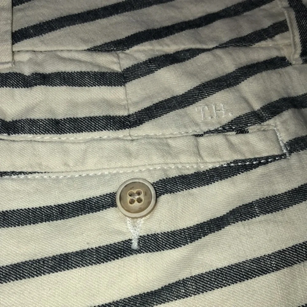 Tommy Hilfiger Linen Cotton Striped Shorts Cream black‎ Size 6
